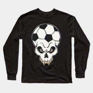 Cool Football Skull Soccer Fan Sport Long Sleeve T-Shirt